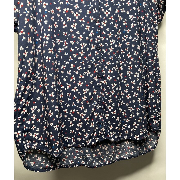 Beachlunchlounge Floral Top Womens Large Navy Blue Button Summer Fairy Boho - Picture 5 of 9
